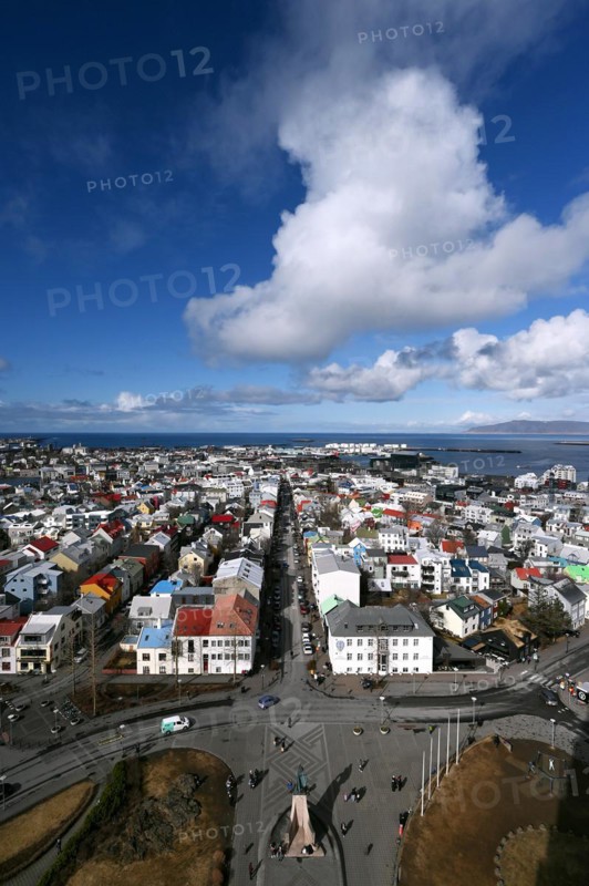 View of the colourful rooftops of Reykjavik
