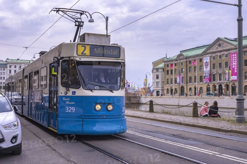 Line No. 2 tram on Soedra Hamngatan in Gothenburg