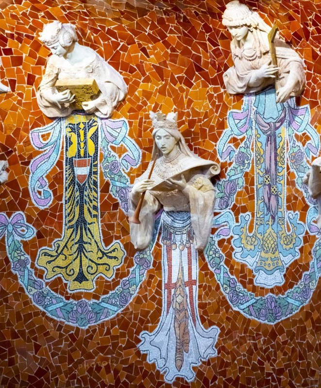 Colourful mosaic and figures