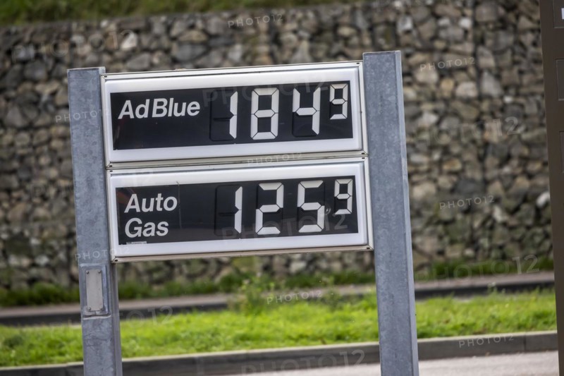 Price board at a petrol station