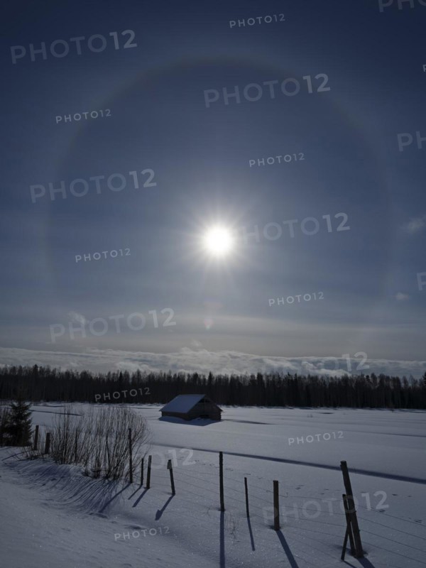 Sun halo in winter