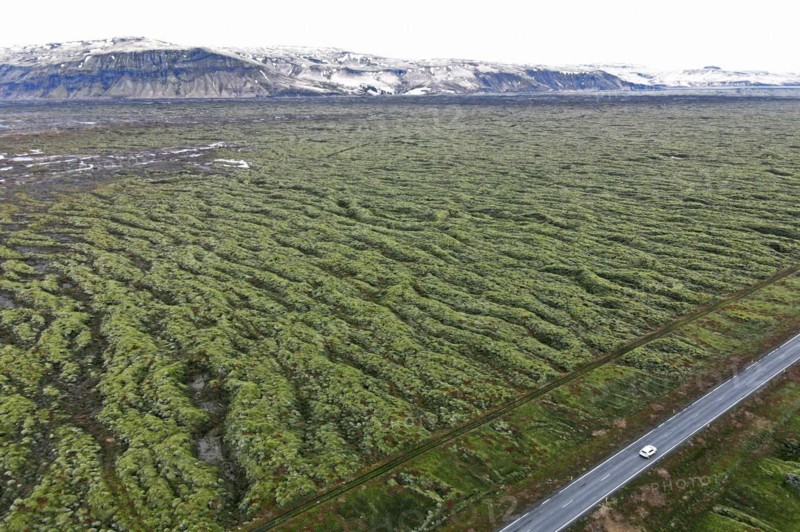 Ring Road 1 through moss-covered lava fields on the south coast of Iceland