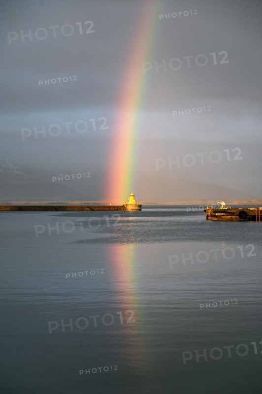 Rainbow in the old harbour of Reykjavik