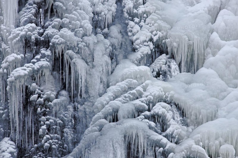 Frozen Radau waterfall in winter near Bad Harzburg
