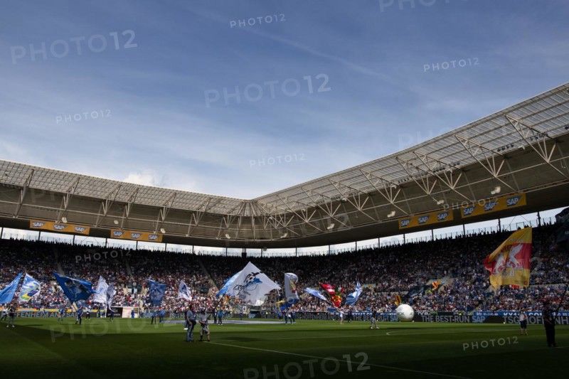 Opening of a Bundesliga match with flags