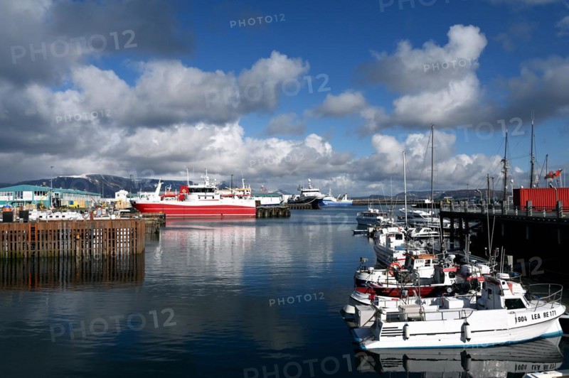 Boats in the old harbour of Reykjavik