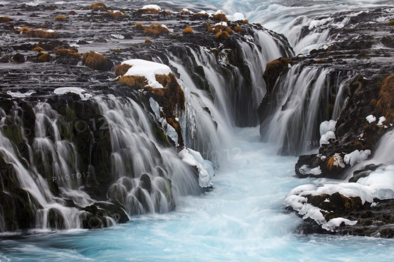 Bruarfoss waterfall in winter