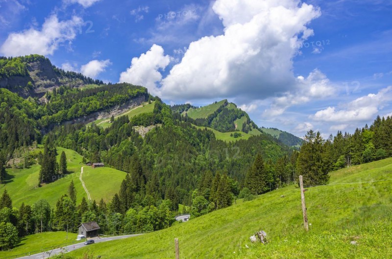 Mountain landscape in the Swiss Alps near Urnaesch and Schwaegalp