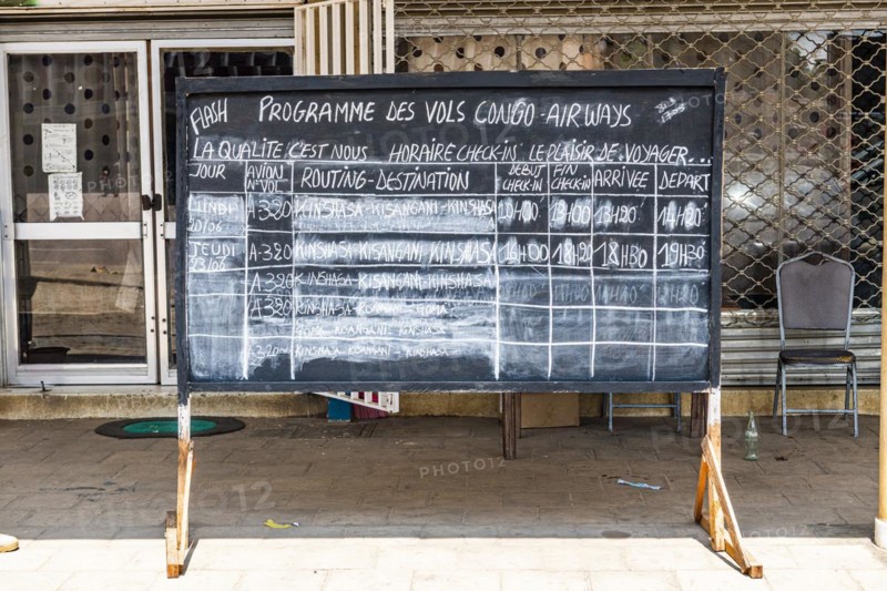 Hand written flight schedule. Kisangani