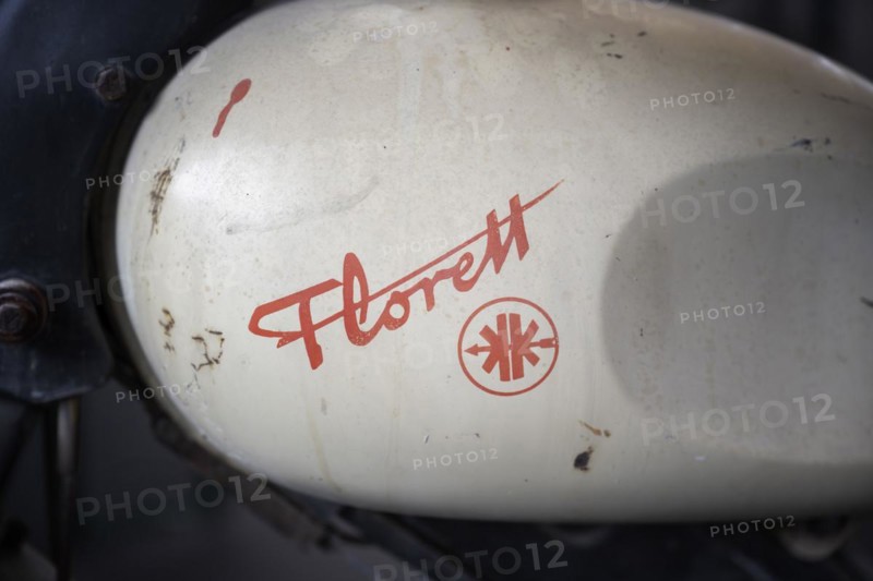 Petrol tank from an old motorbike with brand emblem and type designation of the former German two-wheeler manufacturer Kreidler