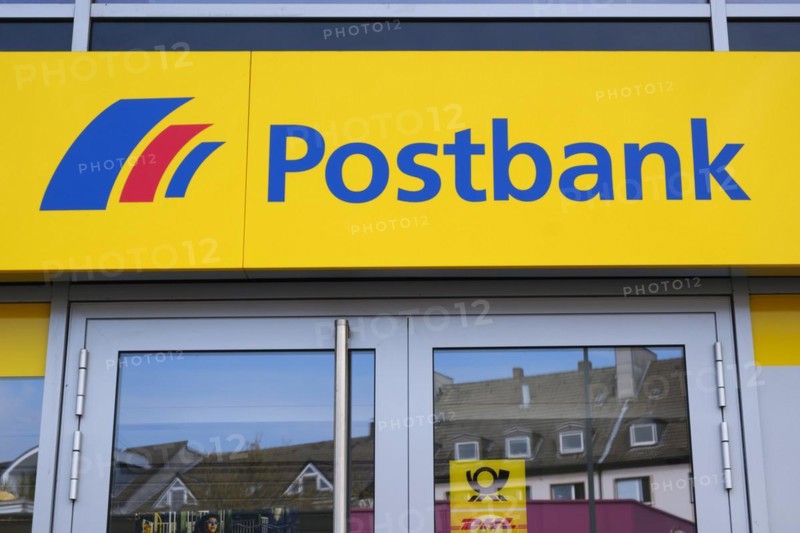 Sign with lettering and logo Postbank