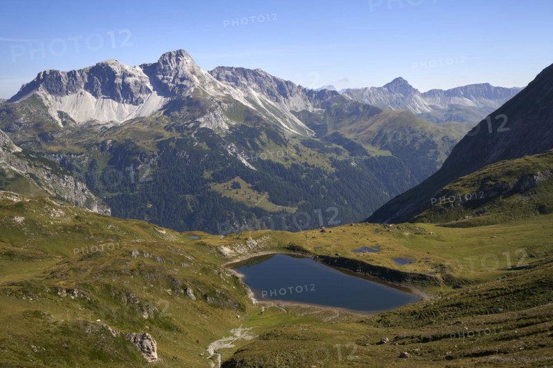The Riedingsee with the summit of the Mosermandl