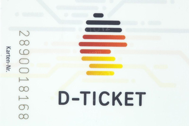 Deutschland-Ticket D-Ticket or 49 euro ticket for local transport on a chip card