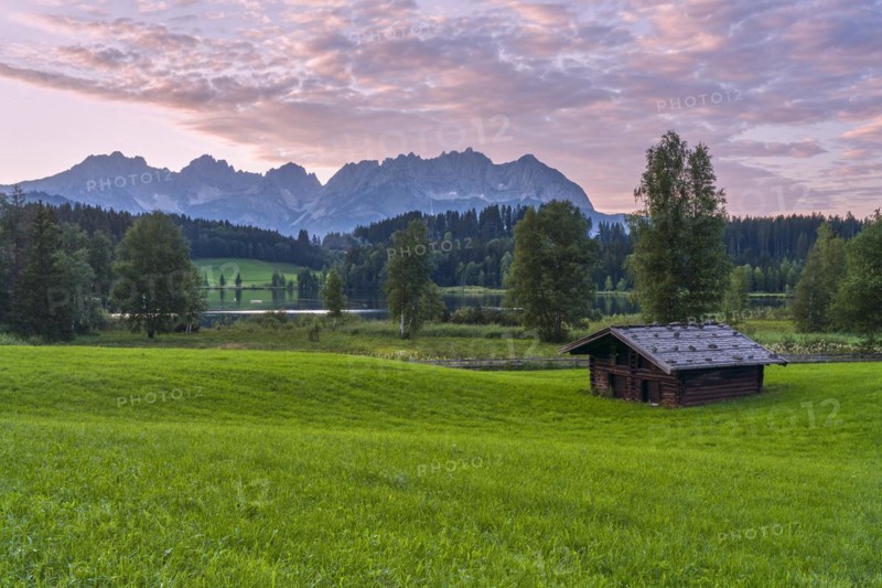 Hut at sunset