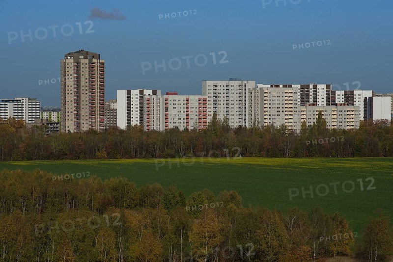 View over a field near Grossziethen towards Berlin