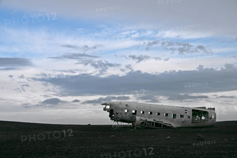 Plane wreckage on the lava beach of Solheimasandur on the south coast of Iceland