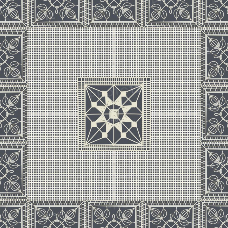 Seamless pattern inspired from traditional Danish Hedebo embroidery