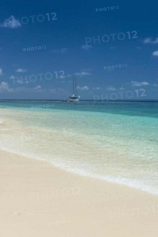 Beautiful white sand beach on Monuriki or Cast away island