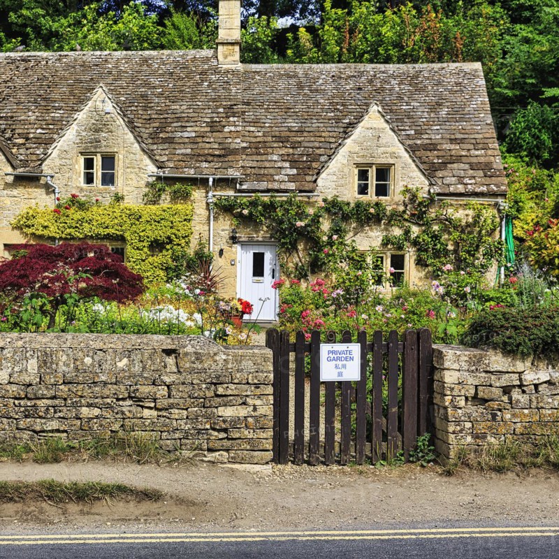 Typical stone house with front garden