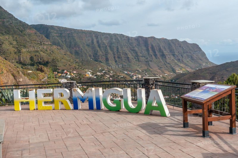 Letters on the viewpoint in the village of Hermigua in the north of La Gomera