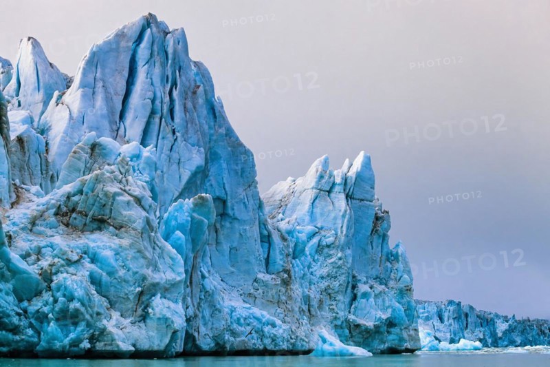 High ice seracs at an glacier at Spitsbergen in the arctic