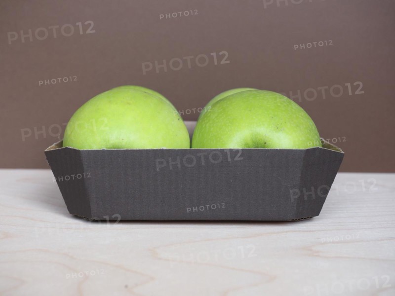 Granny Smith apple fruit food in cardboard basket