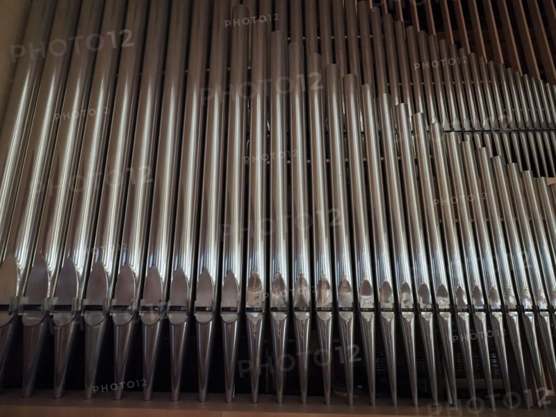 Large church pipe organ keyboard music instrument