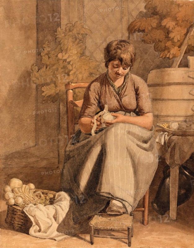 A Girl Peeling Vegetables
