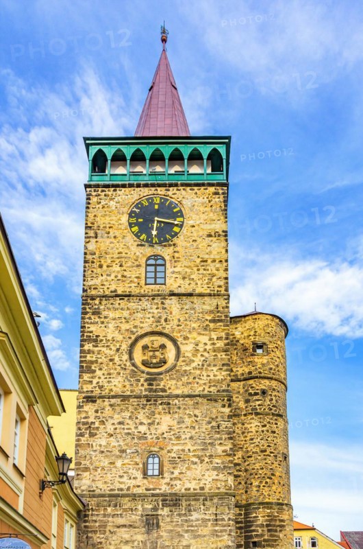 Tower of the Valdice Gate from 1568 at Wallenstein Square in Jicin in the Bohemian Paradise
