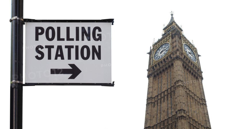 Polling station sign in London