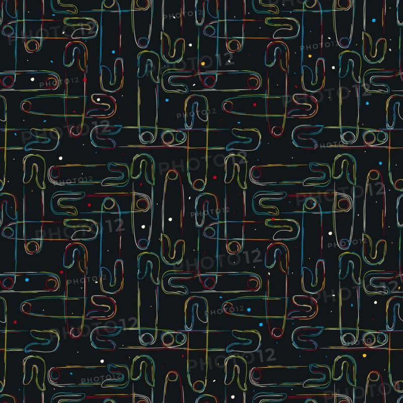 Safety pins seamless pattern in color