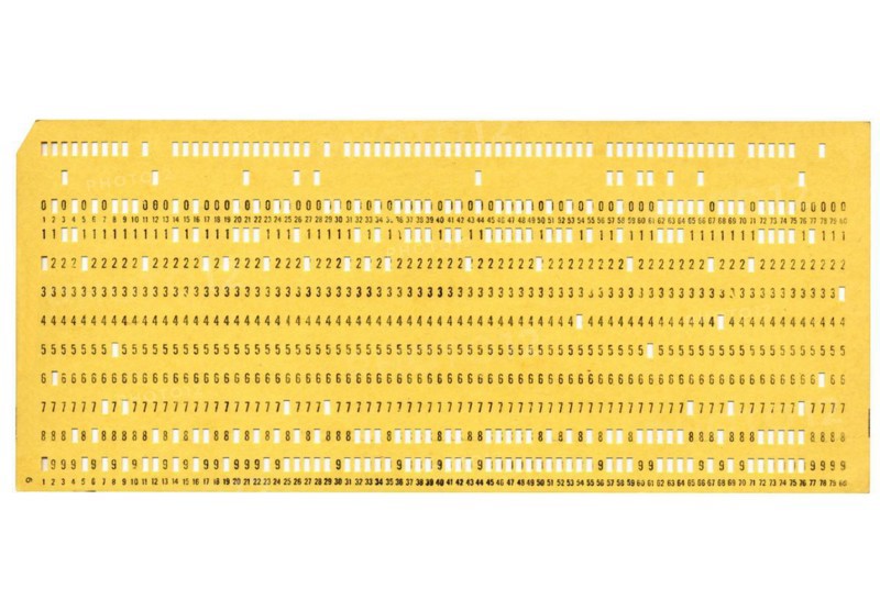 Punched card isolated