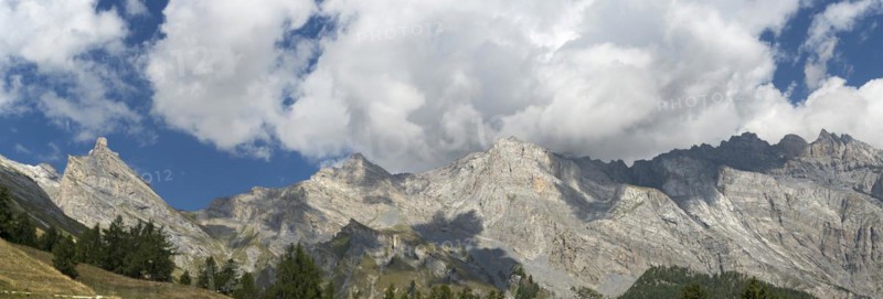 Steep southern flank of the limestone mountain range of the Haut de Cry peak