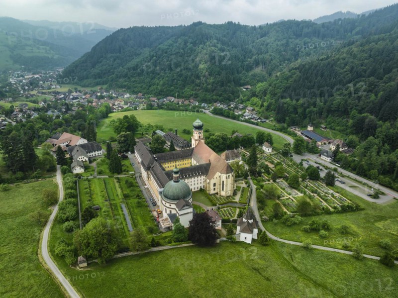 Aerial view of the monastery of Sankt Trudpert