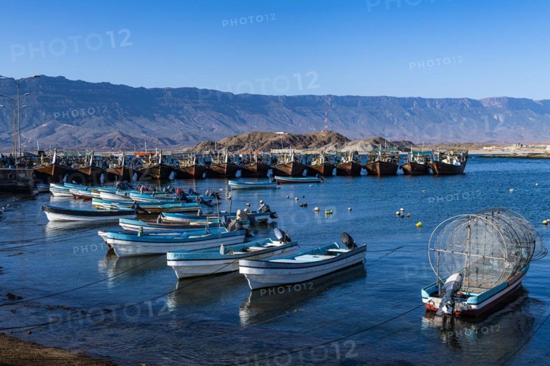 Fishing port of Mirbat with small fishing boats