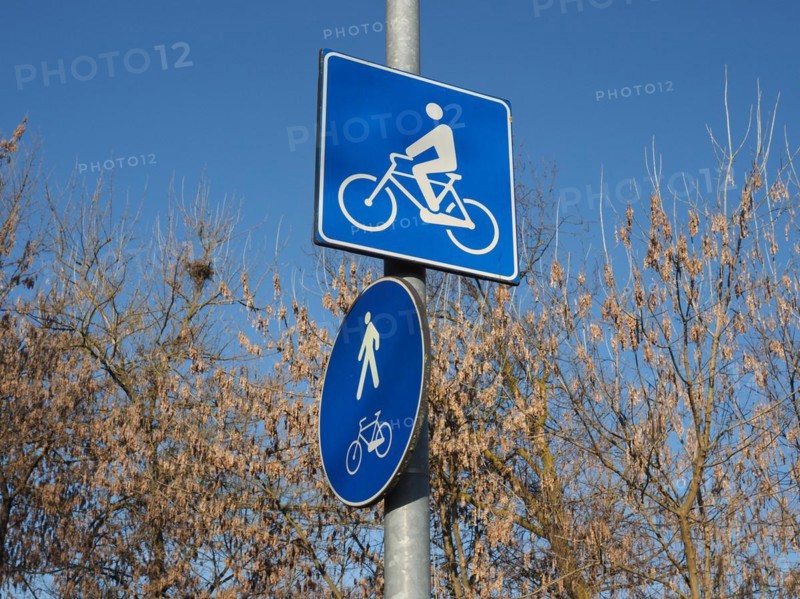 Pedestrian and cycle lane sign