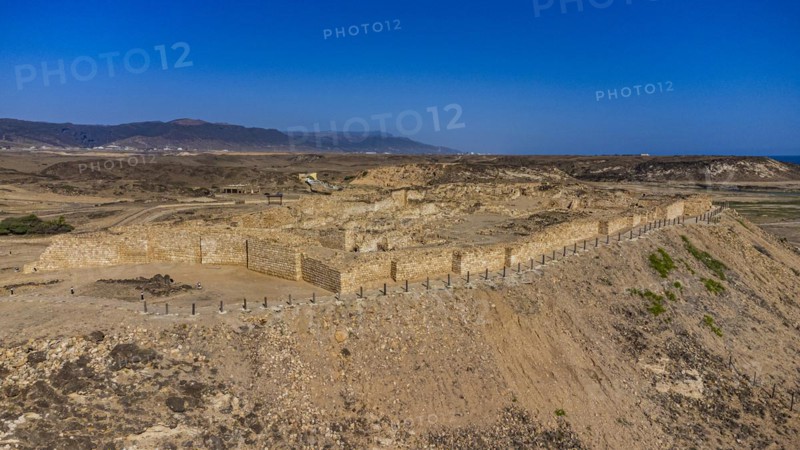 Aerial of the Unesco site the old Frankincense harbour Sumhuram