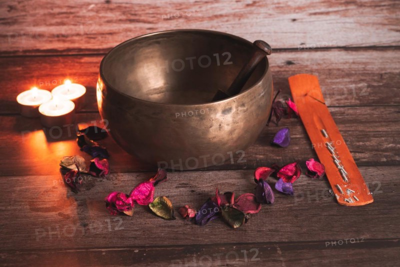 Tibetan bowl with incense