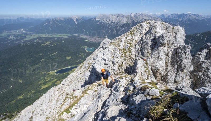 Mountaineer climbing in the rock