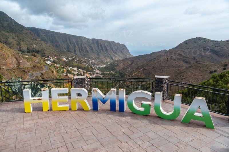 Letters on the viewpoint in the village of Hermigua in the north of La Gomera