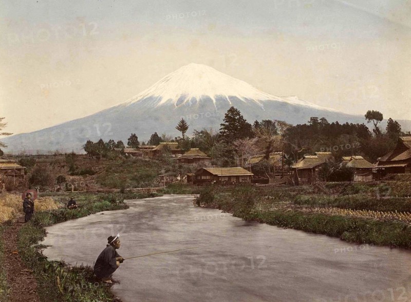 View of Mount Fuji from the village of Omiya