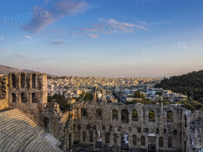 View of Odeon of Herodes Atticus theater on Acropolis