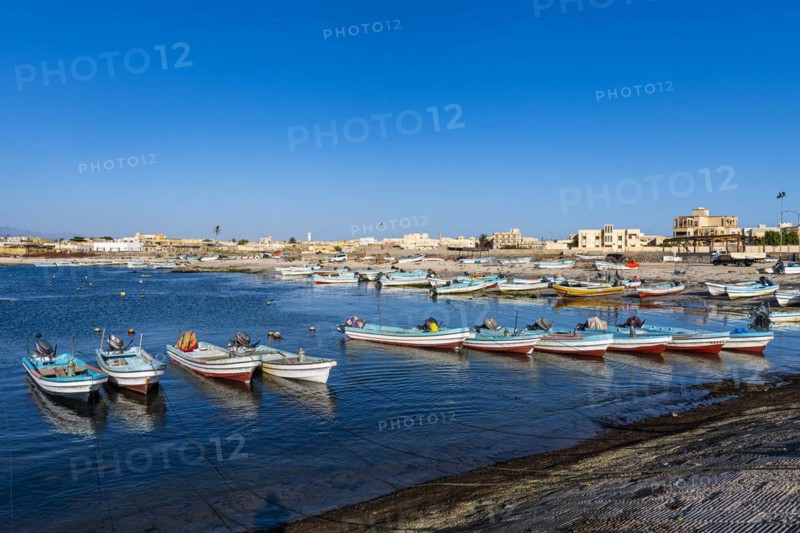 Fishing port of Mirbat with small fishing boats