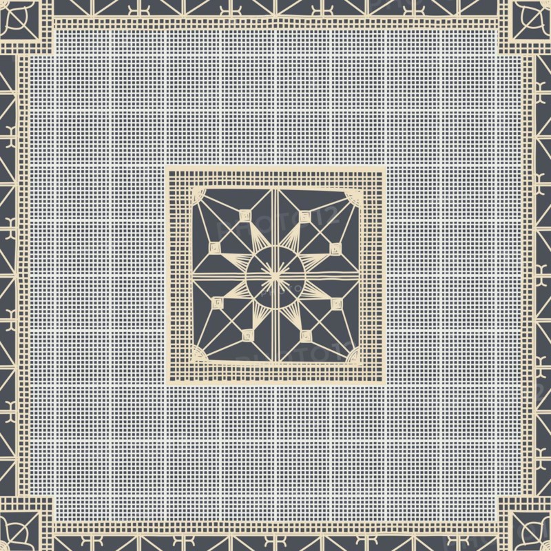 Seamless pattern inspired from traditional Danish Hedebo embroidery