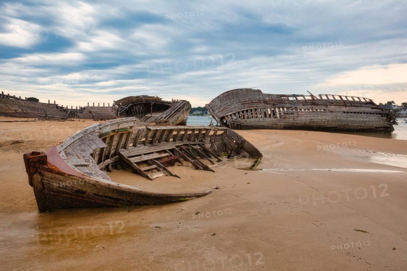 Magouer ship cemetery on the river Etel