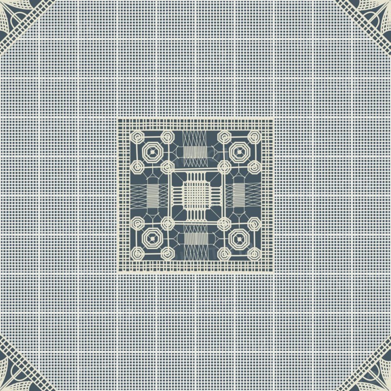 Seamless pattern inspired from traditional Danish Hedebo embroidery