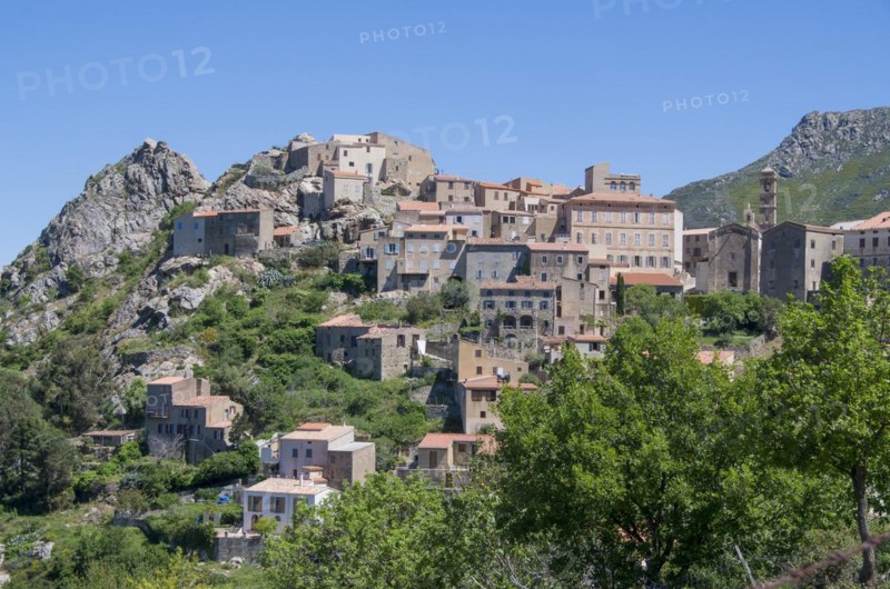Typical Corsican mountain village in summer