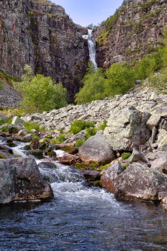 The Njupeskaer waterfall in Fulufjaellet National Park
