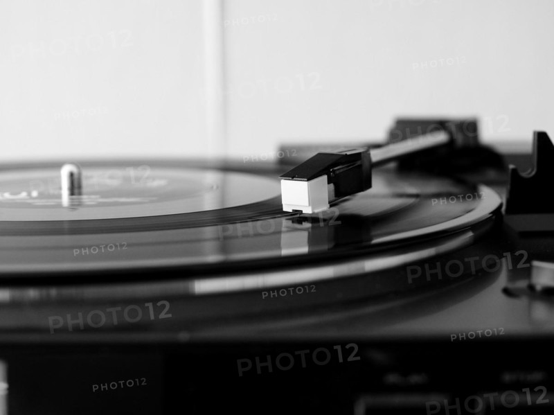 Vinyl record spinning on a turntable