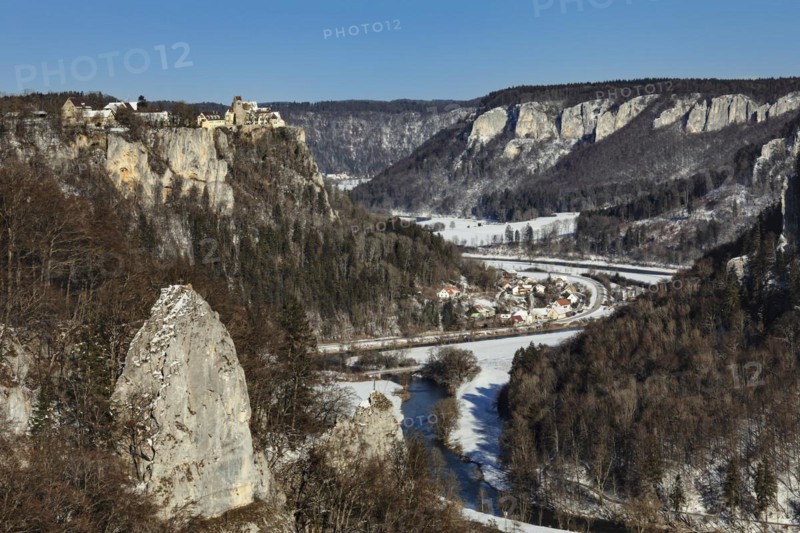 View of Werenwag Castle and the Danube Breakthrough from the Eichfelsen